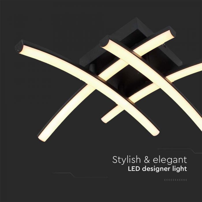 SUPERAKCIJA_24W(2500Lm) LED dizaina gaismeklis, V-TAC, IP20, melns,  125x445mm, silti balta gaisma 3000K