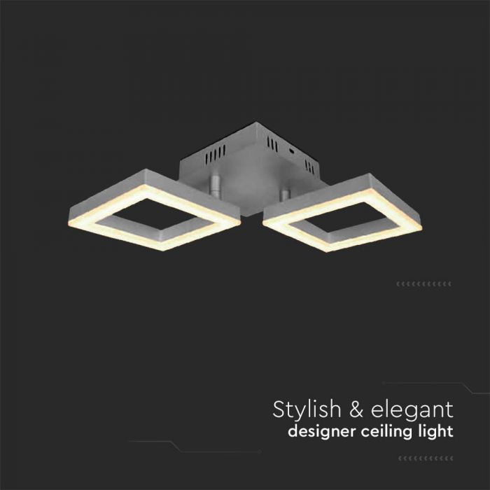 16W(1490Lm) LED dizaina gaismeklis, V-TAC, IP20, pelēks, 340x95x160mm, silti balta gaisma 3000K