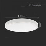 18W(1830Lm) LED-kupolarmatur, V-TAC SAMSUNG, IP44, rund, vit, neutralvit 4000K