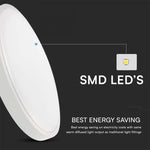 18W(1830Lm) LED-kupolarmatur, V-TAC SAMSUNG, IP44, rund, vit, neutralvit 4000K