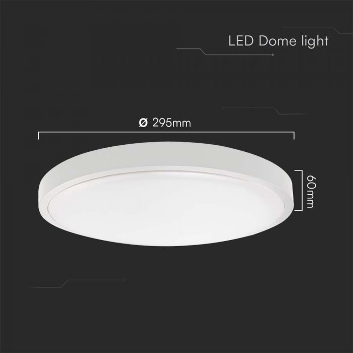 24W(2500Lm) LED-kupolarmatur, V-TAC SAMSUNG, IP44, rund, vit, varmvitt ljus 3000K