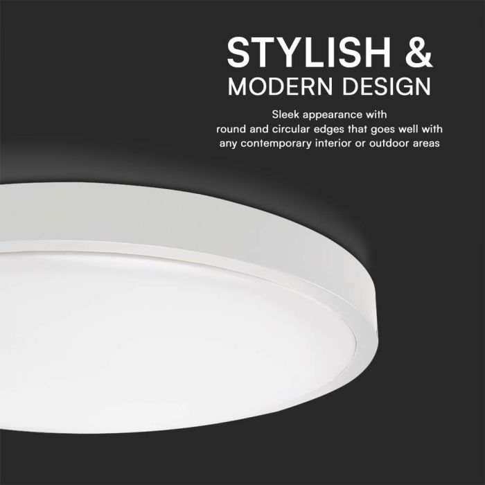 24W(2500Lm) LED-kupolarmatur, V-TAC SAMSUNG, IP44, rund, vit, neutralvit 4000K