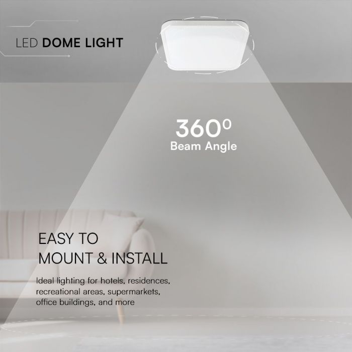 18W(1830Lm) LED kuppelvalgusti, V-TAC SAMSUNG, IP44, kandiline, valge, soe valge valgus 3000K
