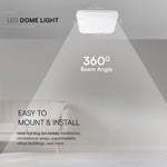 18W(1830Lm) LED-kupolarmatur, V-TAC SAMSUNG, IP44, fyrkantig, vit, neutralvit 4000K