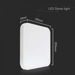 24W(2500Lm) LED-kupolarmatur, V-TAC, IP44, kvadratisk, vit, neutralvit 4000K
