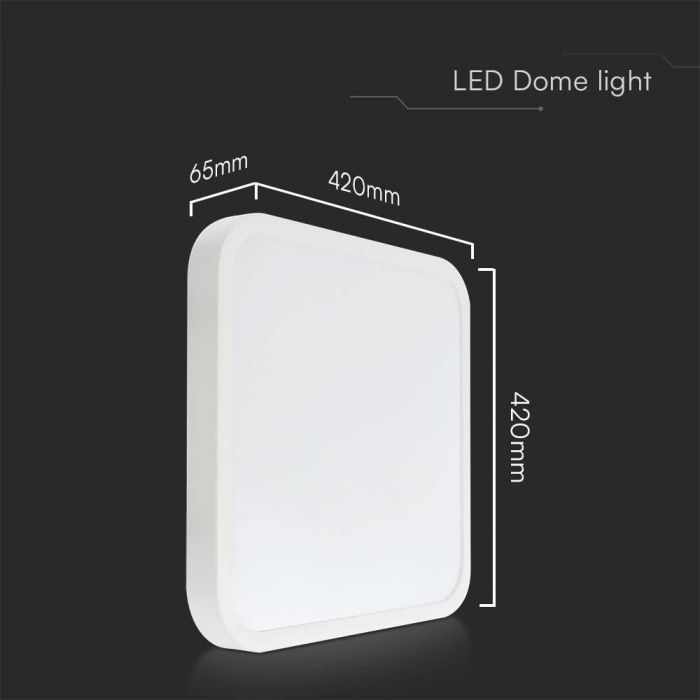 48W(5160Lm) LED kupolveida gaismeklis, V-TAC, IP44, apaļš, balts, neitrāli balta gaisma 4000K
