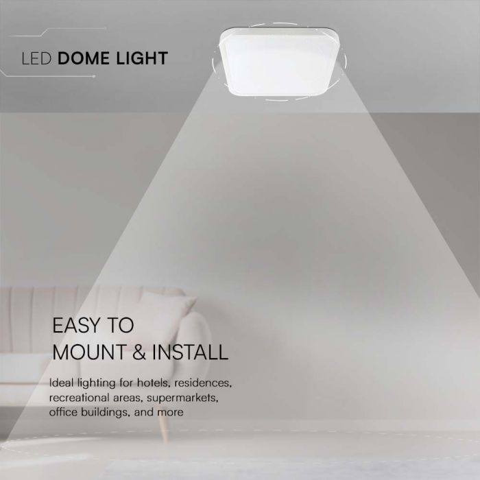 48W(5160Lm) LED dome luminaire, V-TAC, IP44, round, white, cool white 6500K