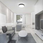 18W(1830Lm) LED Round Dome-armatur, svart, IP44, varmvitt ljus 3000K