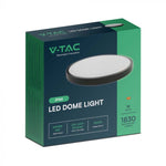 18W(1830Lm) LED Round Dome-armatur, svart, IP44, varmvitt ljus 3000K