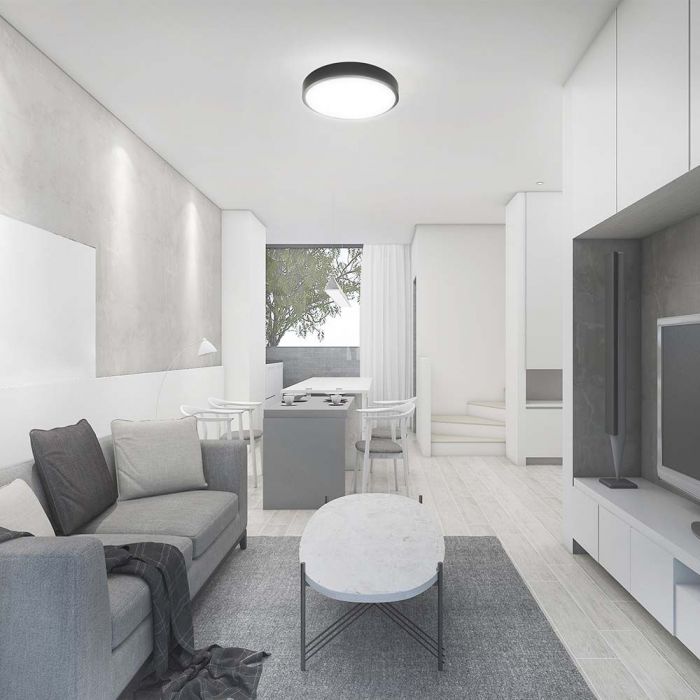 24W(2500Lm) LED kupolveida gaismeklis, V-TAC, IP44, apaļš, melns, neitrāli balta gaisma 4000K