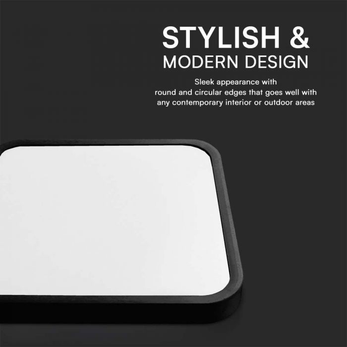 Купольный светодиодный светильник 24W(2500Lm), V-TAC SAMSUNG, IP44, квадратный, черный, нейтральный белый 4000K