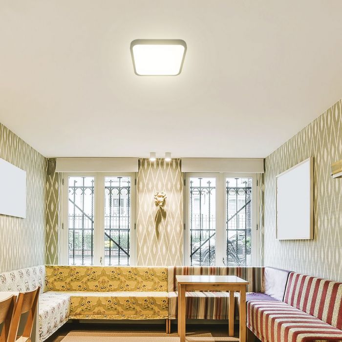 48W(5160Lm) LED kupolveida gaismeklis, V-TAC SAMSUNG, IP44, kvadrāta, melns, neitrāli blata gaisma 4000K