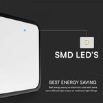 48W(5160Lm) LED kupolveida gaismeklis, V-TAC, IP44, kvadrāta, melns, silti balta gaisma 3000K