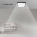 48W(5160Lm) LED dome luminaire, V-TAC, IP44, square, black, neutral white 4000K