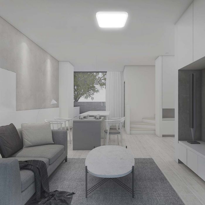 18W(1830Lm) LED gaismeklis, IP44, V-TAC, balts, kvadrāta, neitrāli balta gaisma 4000K