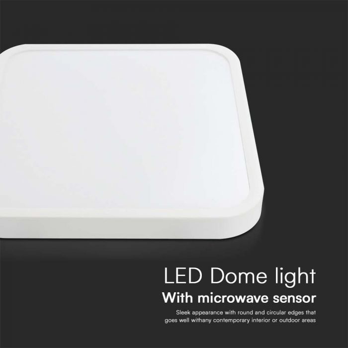 18W(1830Lm) LED luminaire, IP44, V-TAC, white, square, neutral white 4000K