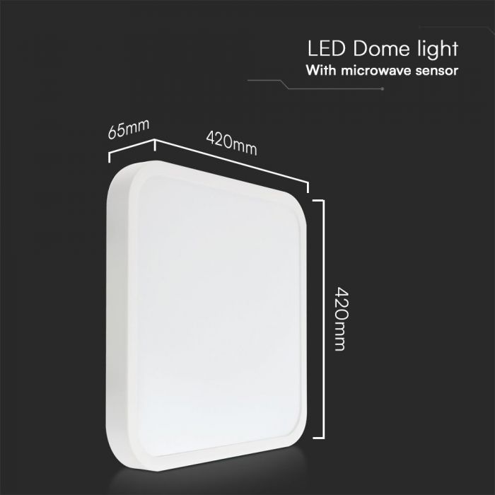 36W(3820Lm) LED dome luminaire with remote control, V-TAC SAMSUNG, IP44, square, white, neutral white 4000K