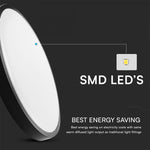 18W(1830Lm) LED-kupolarmatur med fjärrkontroll, V-TAC SAMSUNG, IP44, rund, svart, neutralvit 4000K