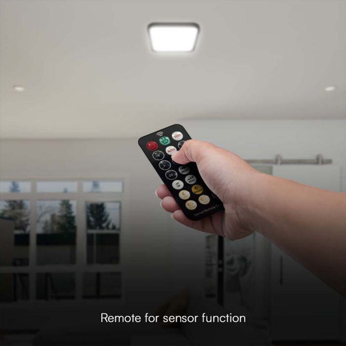 Плакат светодиодный 18W(1830Lm) с СВЧ датчиком, V-TAC SAMSUNG, IP44, квадратный, черный, нейтральный белый свет 4000K