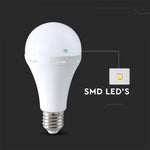 E27 15W(1200Lm) LED-lampa med batteri (3 h), A80, V-TAC, IP20, neutralvitt ljus 4000K