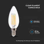 E14 5,5W (600Lm) LED-lampa Filament, IP20, V-TAC, neutralvitt ljus 4000K
