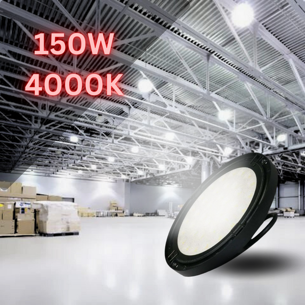 150W(15300Lm) 120Lm/W  LED noliktavas gaismeklis, IP65, melns, neitrāli balta gaisma 4000K