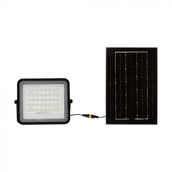 6W(400Lm) LED SMART floodlight with 5000 mAh solar battery and remote control, IP65, V-TAC, 6400K cold white light
