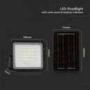 6W(400Lm) LED SMART floodlight with 5000 mAh solar battery and remote control, IP65, V-TAC, 6400K cold white light