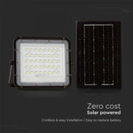 6W(400Lm) LED SMART floodlight with 5000 mAh solar battery and remote control, IP65, V-TAC, neutral white light 4000K