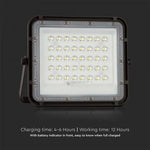 10W(800Lm) LED SMART floodlight with 6000 mAh solar battery and remote control, IP65, V-TAC, 4000K neutral white light