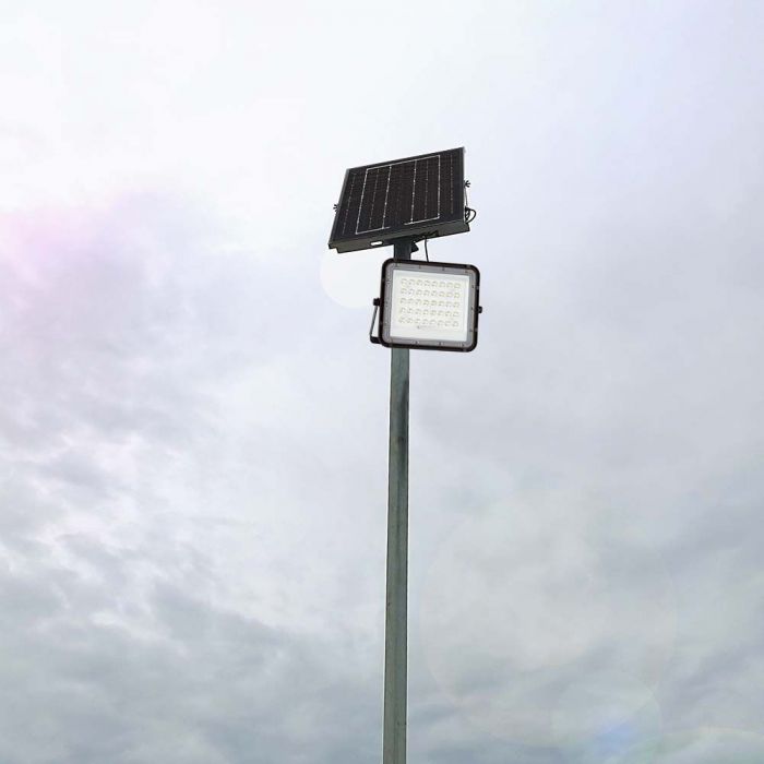 10W(800Lm) LED SMART floodlight with solar battery 6000 mAh and remote control, IP65, V-TAC, cold white light 6400K
