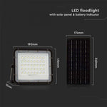 10W(800Lm) LED SMART floodlight with 6000 mAh solar battery and remote control, IP65, V-TAC, 4000K neutral white light