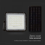 10W(800Lm) LED SMART floodlight with solar battery 6000 mAh and remote control, IP65, V-TAC, cold white light 6400K