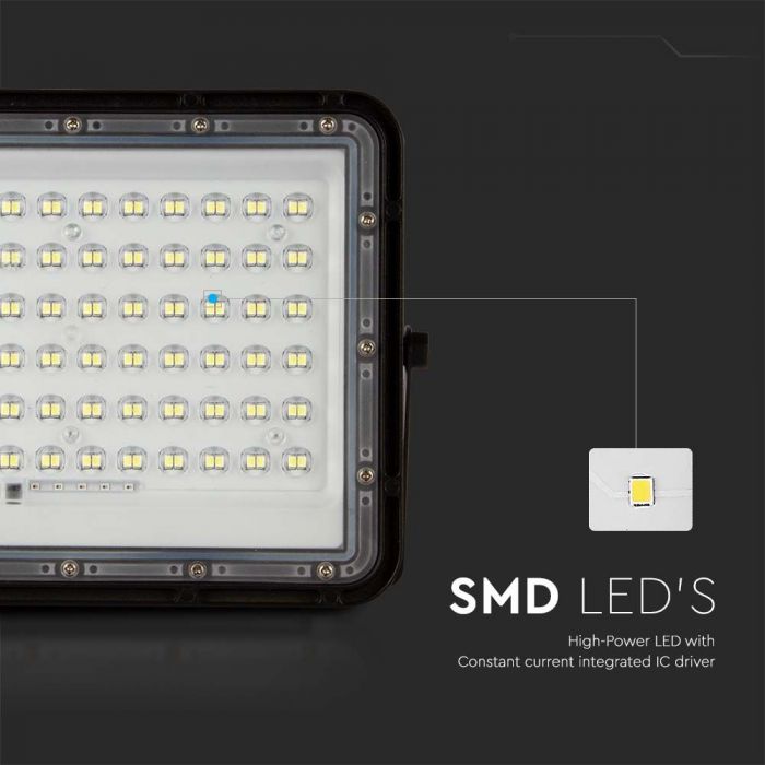 15W (1200Lm) LED SMART valgusfoor 12000 mAh päikeseakuga ja kaugjuhtimispuldiga, IP65, V-TAC, 6400K külmvalge valgus