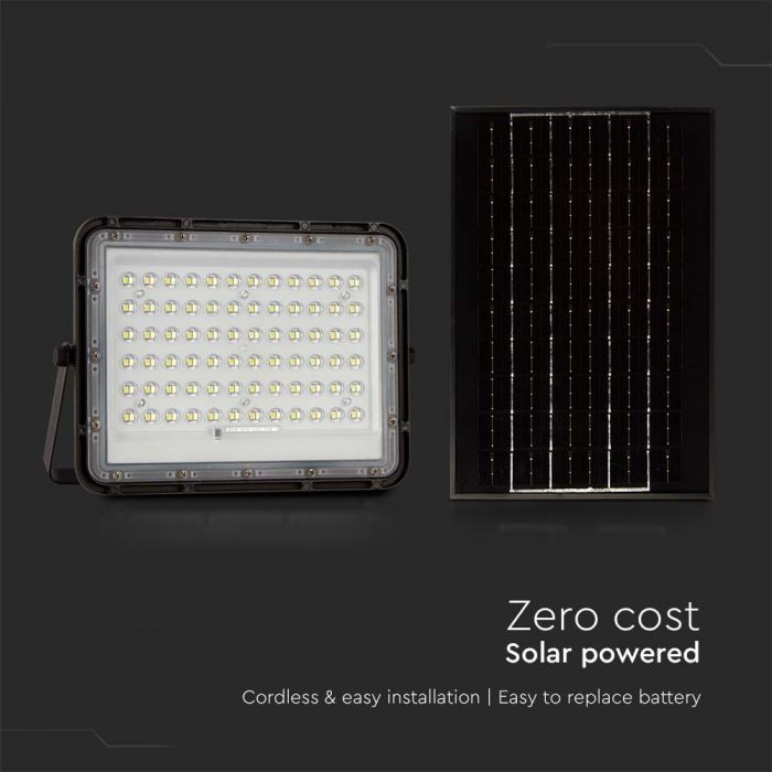 15W(1200Lm) LED SMART floodlight with 12000 mAh solar battery and remote control, IP65, V-TAC, neutral white light 4000K
