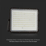20W(1800Lm) LED SMART floodlight with 16000 mAh solar battery and remote control, IP65, V-TAC, 6400K cold white light