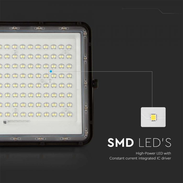 20W(1800Lm) LED SMART floodlight with 16000 mAh solar battery and remote control, IP65, V-TAC, 6400K cold white light