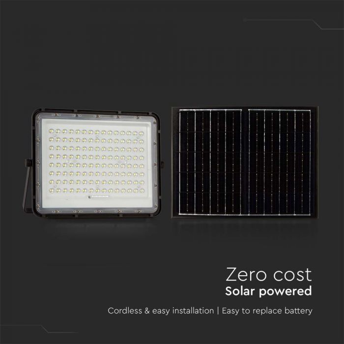 20W(1800Lm) LED SMART floodlight with 16000 mAh solar battery and remote control, IP65, V-TAC, 6400K cold white light