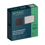 30W(2600Lm) LED SMART floodlight with 20000 mAh solar battery and remote control, IP65, V-TAC, 6400K cold white light