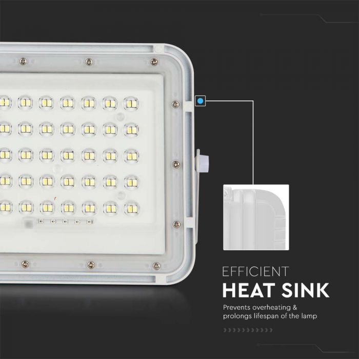 6W(400Lm) LED SMART floodlight with 5000 mAh solar battery and remote control, IP65, V-TAC, neutral white light 4000K