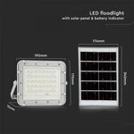 10W(800Lm) LED SMART floodlight with 6000 mAh solar battery and remote control, IP65, V-TAC, 6400K cold white light