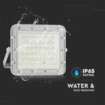 10W(800Lm) LED SMART floodlight with 6000 mAh solar battery and remote control, IP65, V-TAC, 6400K cold white light