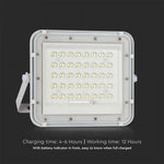 10W(800Lm) LED spotlight with solar battery, V-TAC, IP65, 3.2V, 6000mAh Battery, neutral white light 4000K