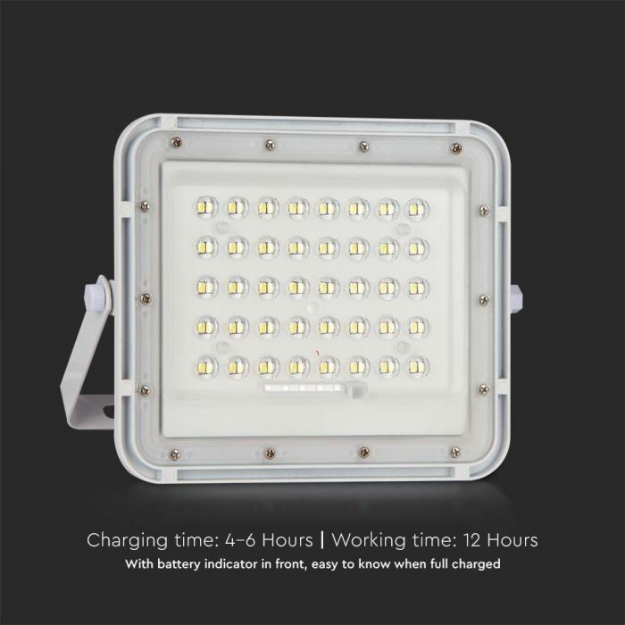 10W(800Lm) LED spotlight with solar battery, V-TAC, IP65, 3.2V, 6000mAh Battery, neutral white light 4000K
