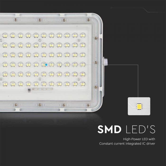 15W (1200Lm) LED SMART-strålkastare med 12000 mAh solcellsbatteri och fjärrkontroll, IP65, V-TAC, vitt, kallvitt ljus 6400K