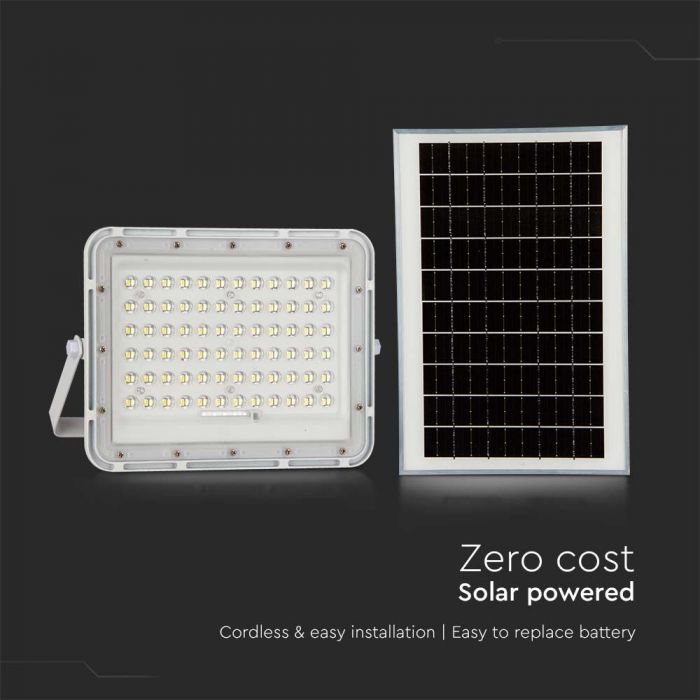 15W (1200Lm) LED SMART-strålkastare med 12000 mAh solcellsbatteri och fjärrkontroll, IP65, V-TAC, vitt, kallvitt ljus 6400K