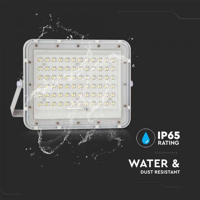 15W(1200Lm) LED SMART prožektors ar saules bateriju 12000 mAh un pulti, IP65, V-TAC, balts, auksti balta gaisma 6400K