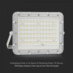 15W (1200Lm) LED SMART-strålkastare med 12000 mAh solcellsbatteri och fjärrkontroll, IP65, V-TAC, vitt, kallvitt ljus 6400K