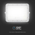 15W (1200Lm) LED SMART-strålkastare med 12000 mAh solcellsbatteri och fjärrkontroll, IP65, V-TAC, vitt, kallvitt ljus 6400K