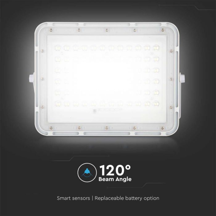 15W (1200Lm) LED SMART-strålkastare med 12000 mAh solcellsbatteri och fjärrkontroll, IP65, V-TAC, vitt, kallvitt ljus 6400K